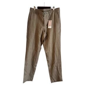 NWT Mango MNG Men’s 100% Linen Pants Slim Fit Trousers Size 32 Brown Pockets